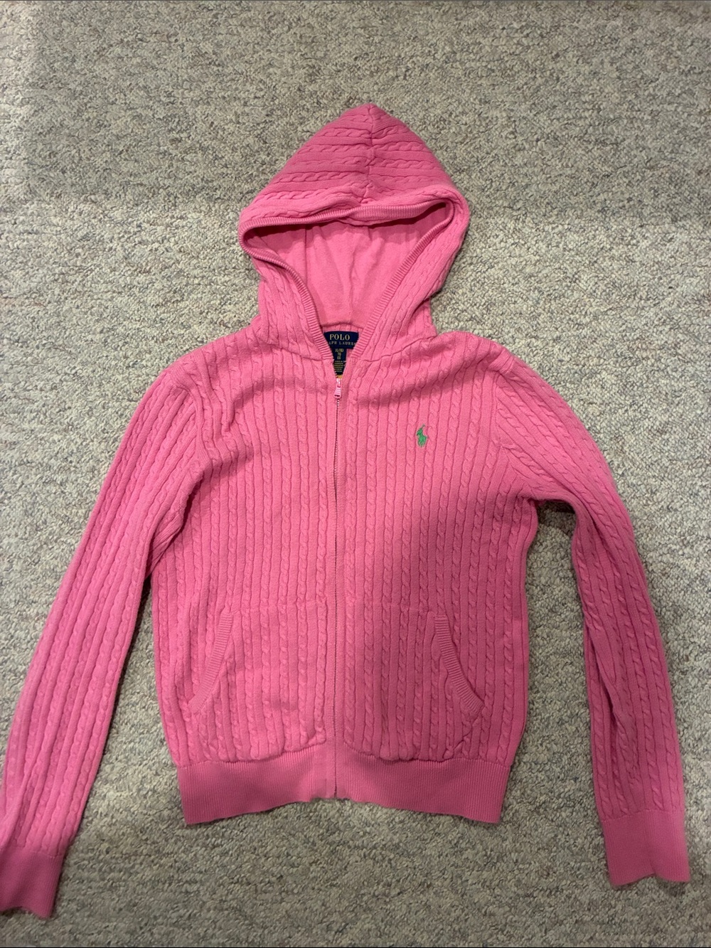 Polo Ralph Lauren Pink Cable Knit Zip Hoodie